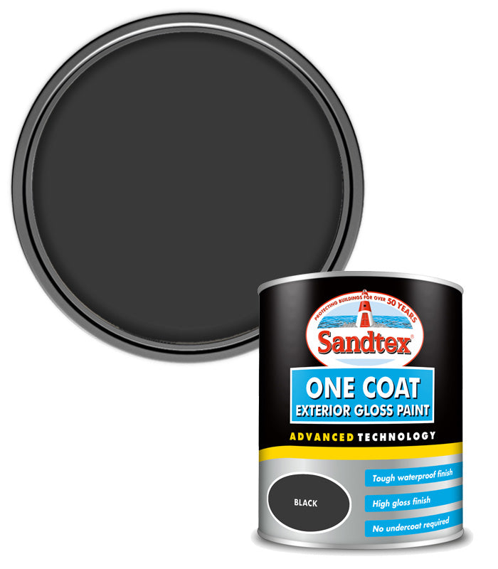 Sandtex One Coat Exterior Gloss - Black - 750ml