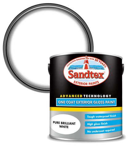 Sandtex One Coat Exterior Gloss - Brilliant White - 2.5L