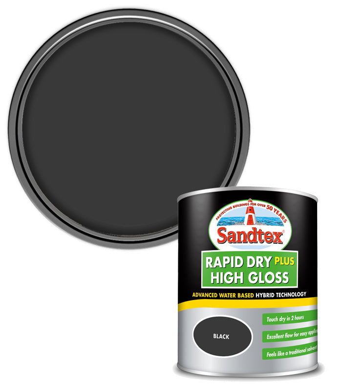Sandtex Rapid Dry Plus Gloss - Black - 750ml