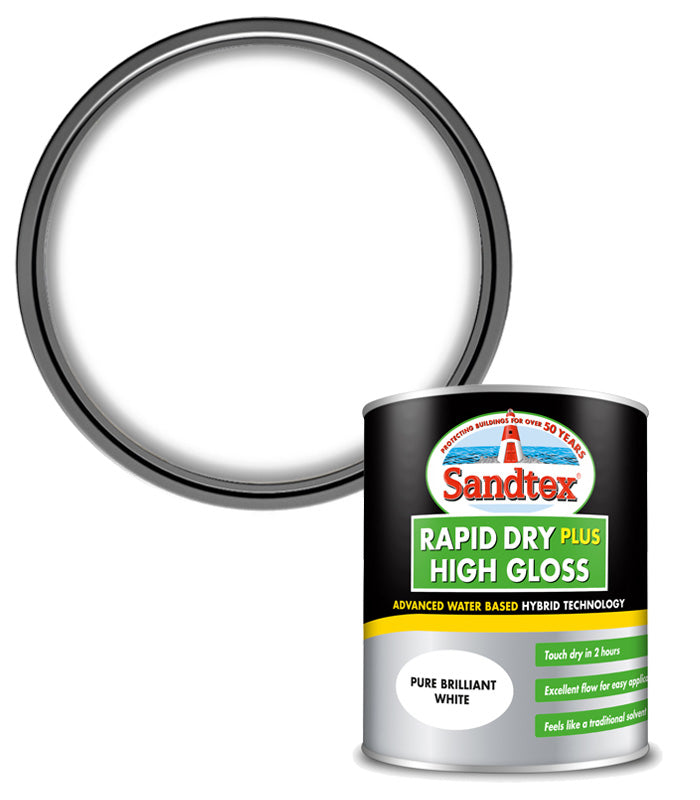 Sandtex Rapid Dry Plus Gloss - Brilliant White - 750ml