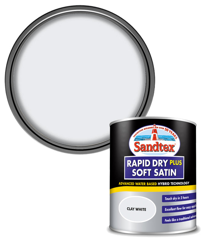 Sandtex Rapid Dry Plus Satin - Clay White - 750ml