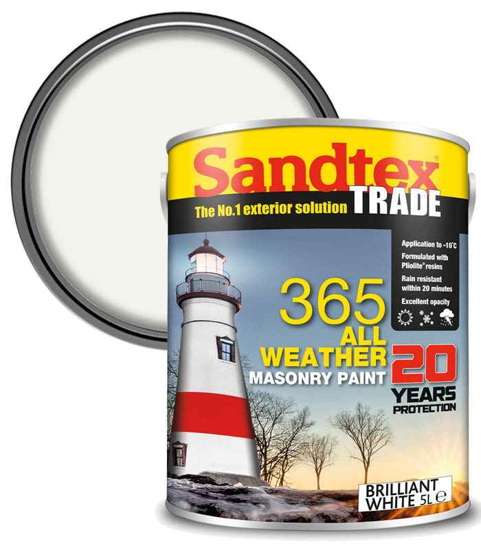 Sandtex Trade 365 All Weather Masonry Paint - White - 5L