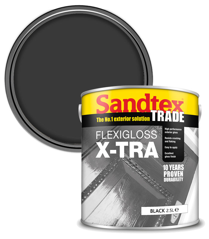 Sandtex Trade Flexigloss X-tra Flexible Gloss - Black - 2.5L