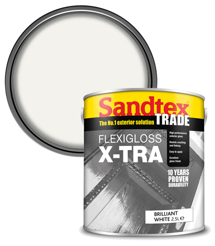 Sandtex Trade Flexigloss X-tra Flexible Gloss - Brilliant White - 2.5L