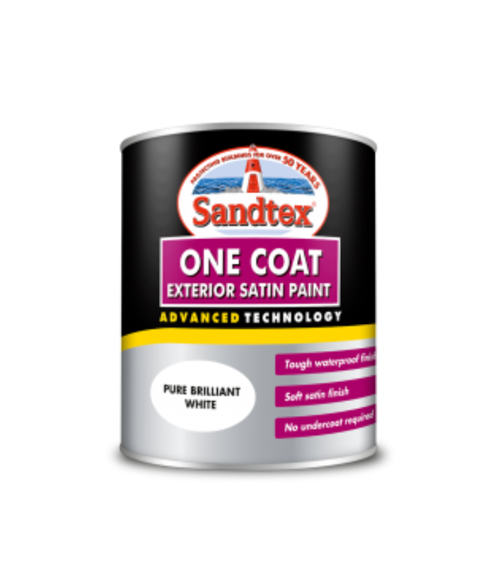 Sandtex One Coat Exterior Satin - Brilliant White