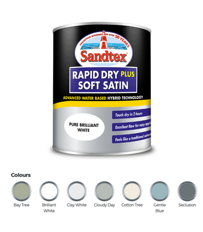 Sandtex One Coat Exterior Satin - Brilliant White