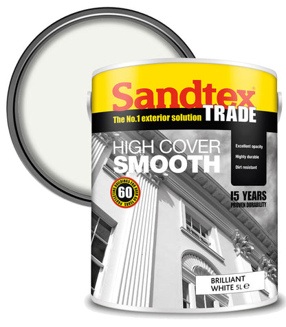 Sandtex Trade High Cover Smooth Masonry - Brilliant White - 5L