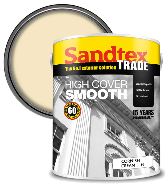 Sandtex Trade High Cover Smooth Masonry - Cornish Cream  - 5L