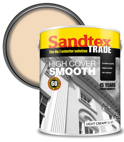 Sandtex Trade High Cover Smooth Masonry - Light Cream  - 5L