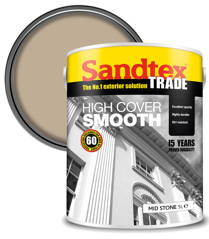 Sandtex Trade High Cover Smooth Masonry - Mid Stone - 5L