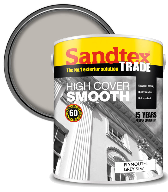 Sandtex Trade High Cover Smooth Masonry - Plymouth Grey - 5L