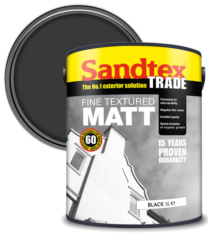 Sandtex Trade Fine Textured Matt Masonry - Black - 5L