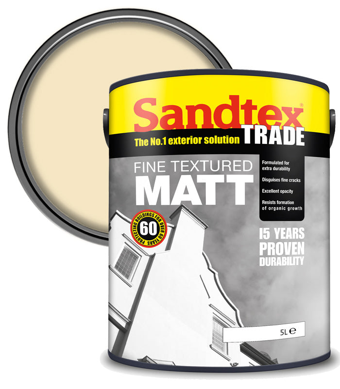 Sandtex Trade Fine Textured Matt Masonry - Cornish Cream  - 5L