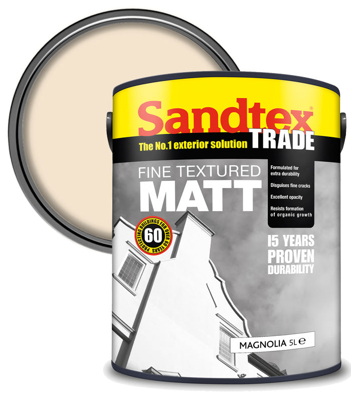 Sandtex Trade Fine Textured Matt Masonry - Magnolia - 5L