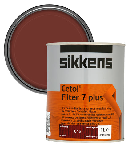 Sikkens Cetol Filter 7 Plus Woodstain Paint - 1 Litre - Mahogany (045)