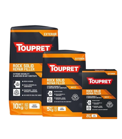 Toupret Exterior Rock Solid Repair Filler - Mur Ex - White - Powder
