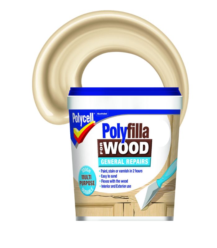 Polycell Polyfilla Wood Filler General Repairs - Ready Mixed Tub - Light - 380g