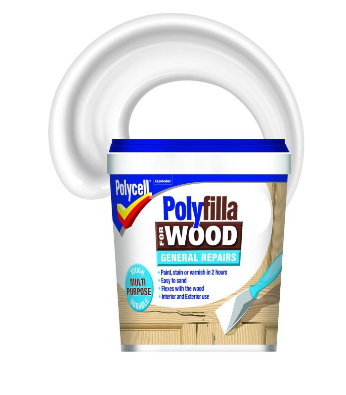 Polycell Polyfilla Wood Filler General Repairs - Ready Mixed Tub - White - 380g
