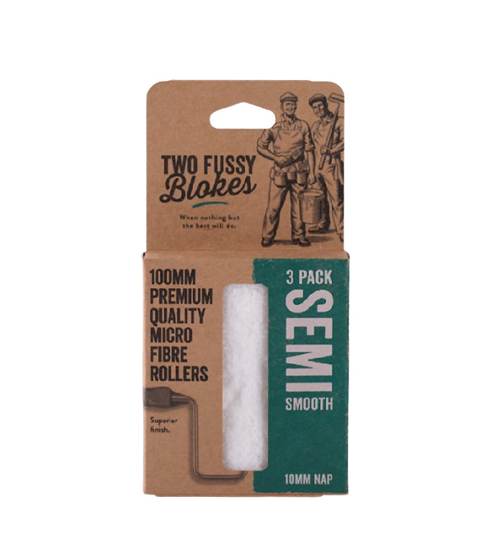 Two Fussy Blokes Semi Smooth Roller Refill Sleeves 4" (100mm) - 3 Pack