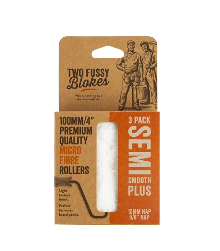 Two Fussy Blokes Semi Smooth Plus Roller Refill Sleeves 4" (100mm) - 3 Pack