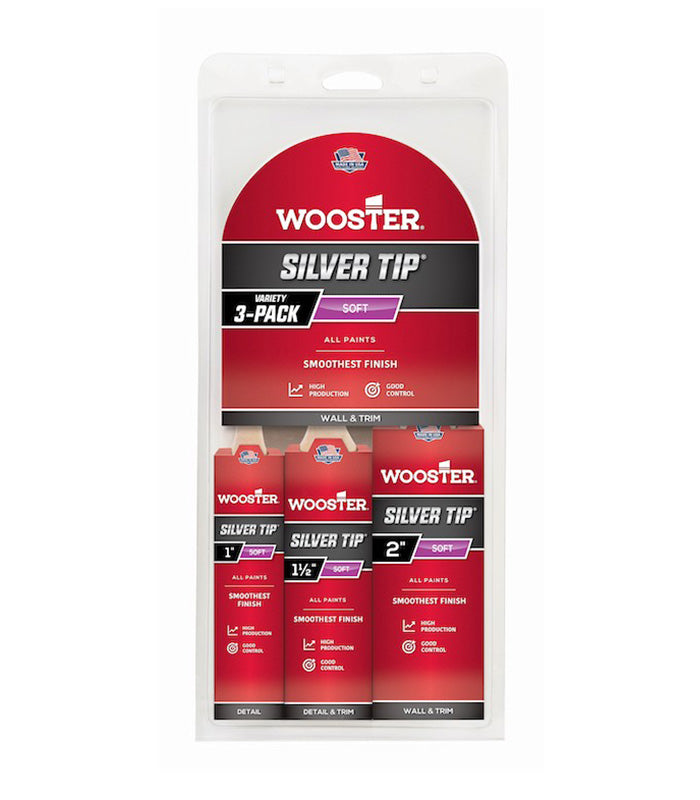 Wooster Silver Tip Varnish - 3 Pack Brush Set
