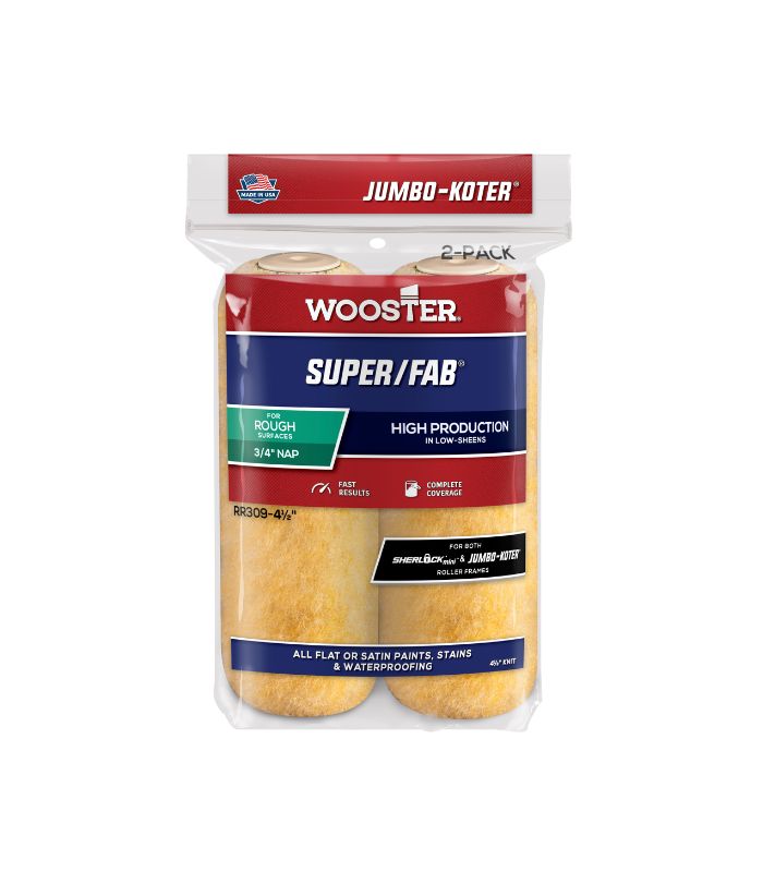 Wooster Jumbo Koter Super Fab 4.5" Mini Roller Sleeves 3/4" Nap Rough - Twin Pack