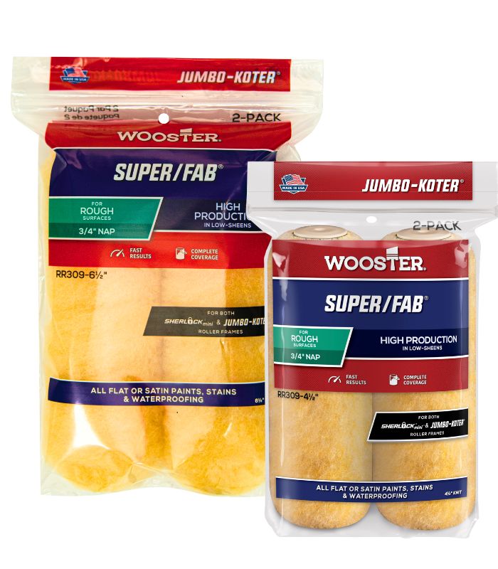 Wooster Jumbo Koter Super Fab Mini Roller Sleeves 3/4" Nap Rough - Twin Pack