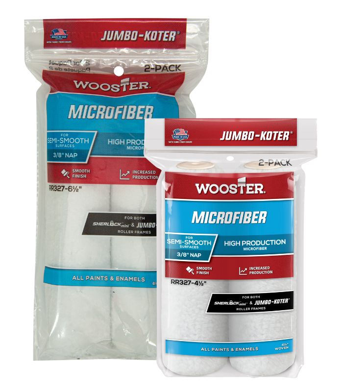 Wooster Jumbo Koter Microfiber Mini Roller Sleeves 3/8" Nap Semi Smooth - Twin Pack