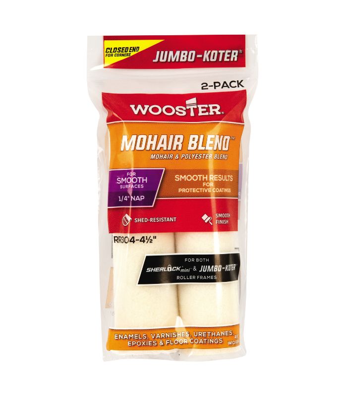 Wooster Jumbo Koter Mohair 4.5" Mini Roller Sleeves 1/4" Nap Very Smooth - Twin Pack