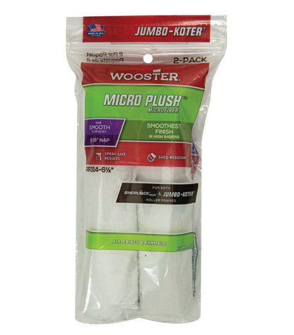 Wooster Jumbo Koter Micro Plush 6.5" Mini Roller Sleeves 5/16" Nap Smooth - Twin Pack