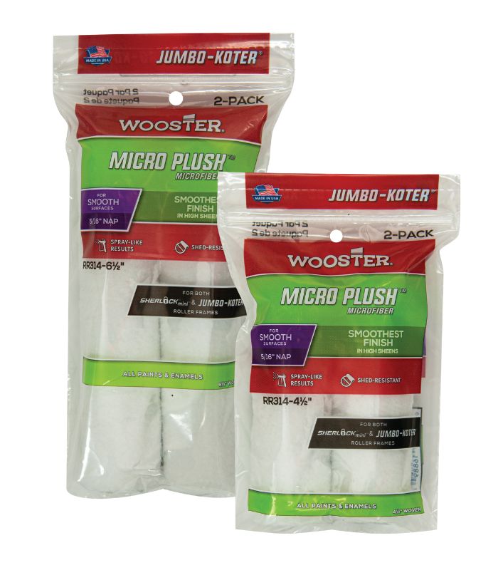 Wooster Jumbo Koter Micro Plush Mini Roller Sleeves 5/16" Nap Smooth - Twin Pack