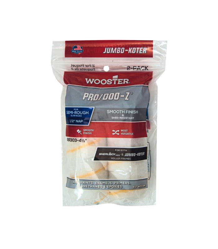 Wooster Jumbo Koter Pro Doo-Z 4.5" Mini Roller Sleeves 1/2" Nap Semi Rough - Twin Pack