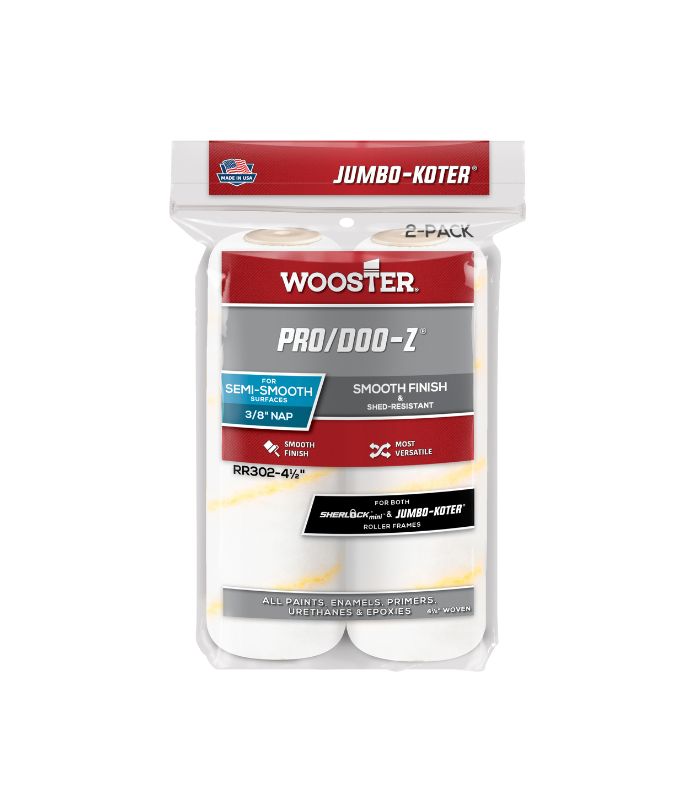 Wooster Jumbo Koter Pro Doo-Z 4.5" Mini Roller Sleeves 3/8" Nap Semi Smooth - Twin Pack