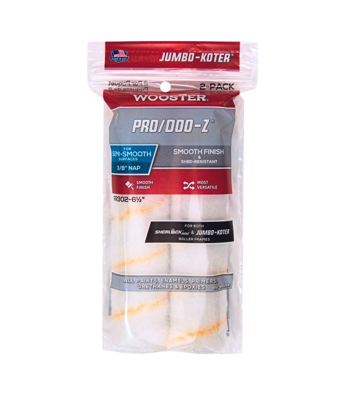 Wooster Jumbo Koter Pro Doo-Z 6.5" Mini Roller Sleeves 3/8" Nap Semi Smooth - Twin Pack