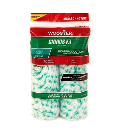 Wooster Jumbo Koter Cirrus 6.5" Mini Roller Sleeves 3/4" Nap Rough - Twin Pack