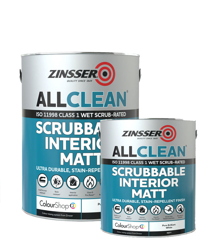 Zinsser Scrubbable Interior Matt All Clean - White - All Sizes