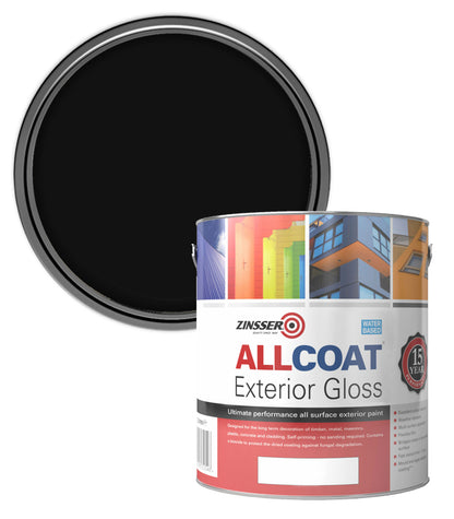 Zinsser AllCoat (Water Based) Exterior Gloss - 2.5 Litre - Black