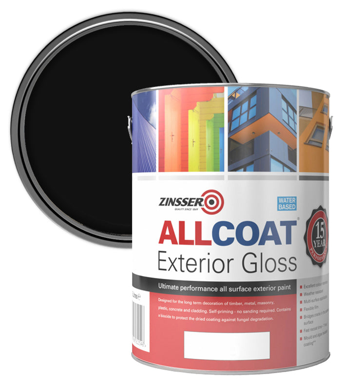 Zinsser AllCoat (Water Based) Exterior Gloss - 5 Litre - Black