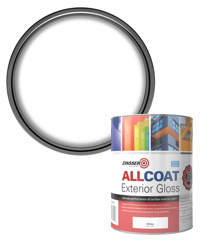 Zinsser AllCoat (Water Based) Exterior Gloss - 1 Litre - White