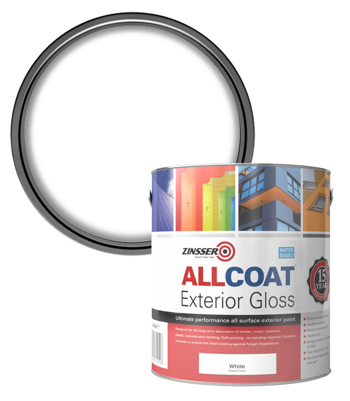 Zinsser AllCoat (Water Based) Exterior Gloss - 2.5 Litre - White