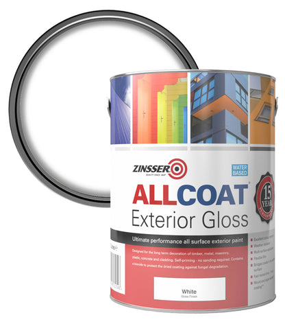 Zinsser AllCoat (Water Based) Exterior Gloss - 5 Litre - White