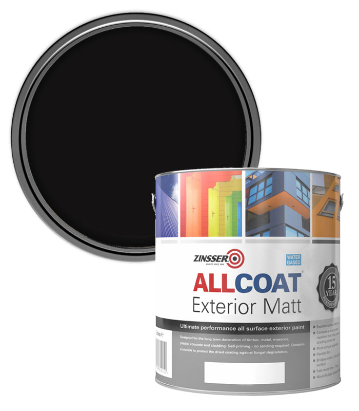 Zinsser AllCoat (Water Based) Exterior Matt - 2.5 Litre - Black
