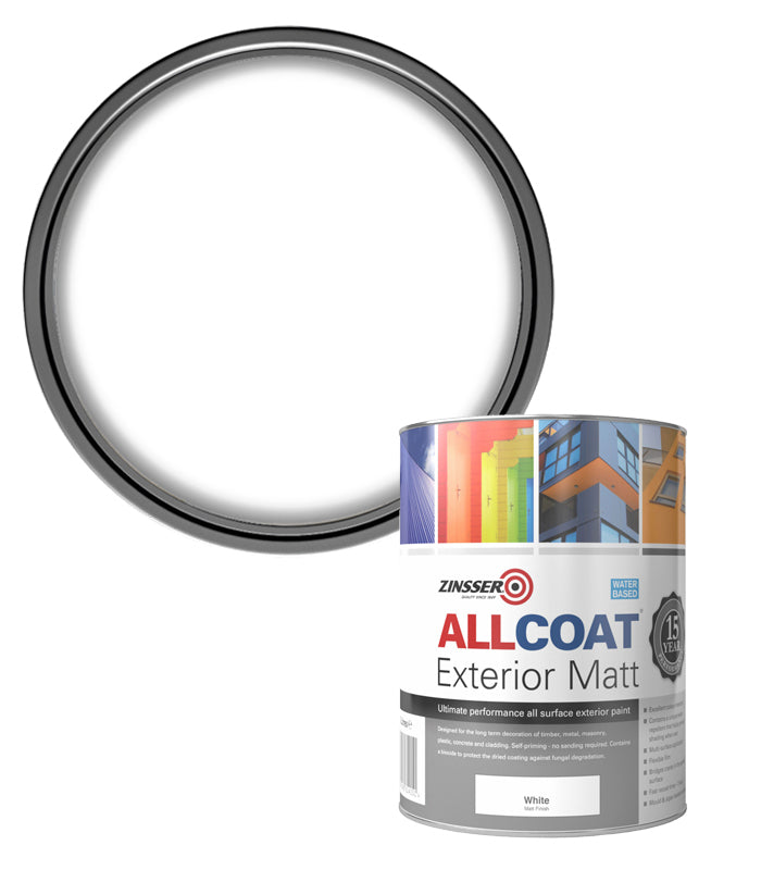 Zinsser AllCoat (Water Based) Exterior Matt - 1 Litre - White