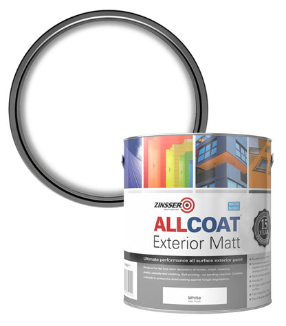Zinsser AllCoat (Water Based) Exterior Matt - 2.5 Litre - White