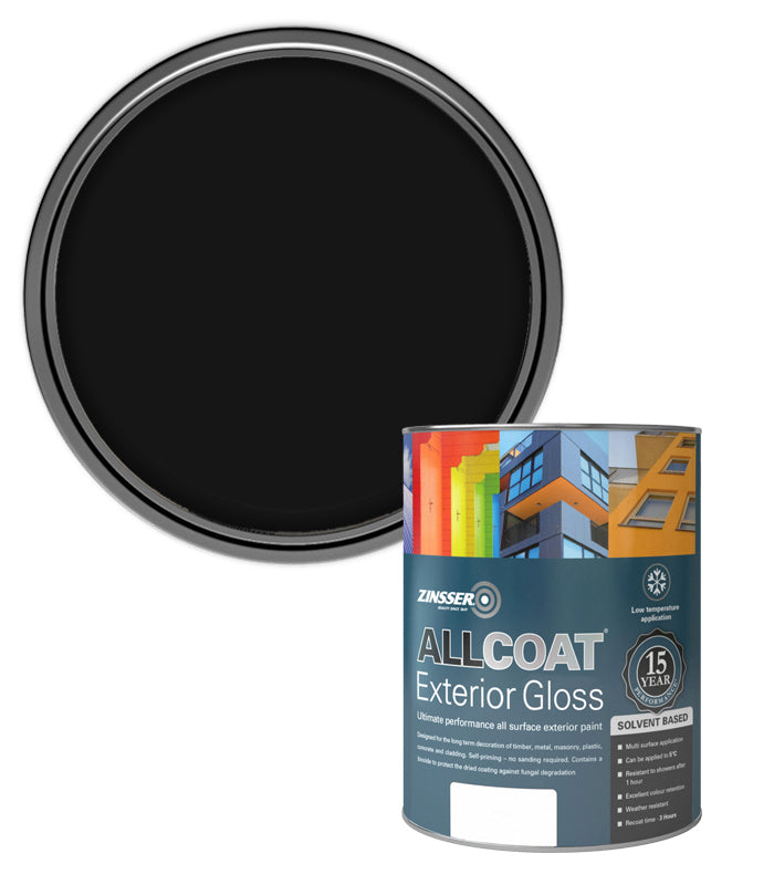 Zinsser AllCoat (Solvent Based) Exterior Gloss - 1 Litre - Black