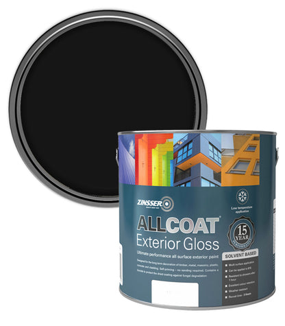 Zinsser AllCoat (Solvent Based) Exterior Gloss - 2.5 Litre - Black