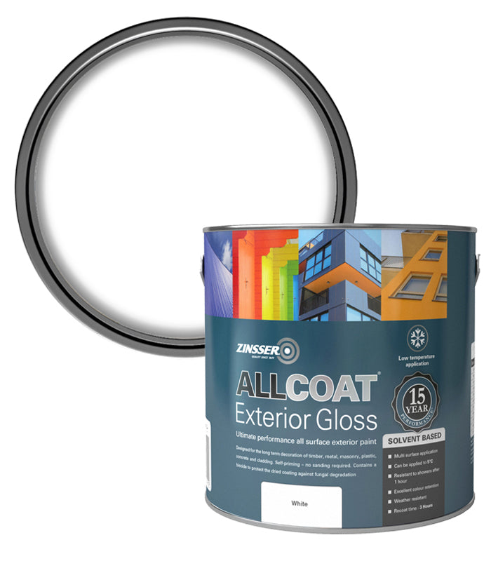 Zinsser AllCoat (Solvent Based) Exterior Gloss - 2.5 Litre - White