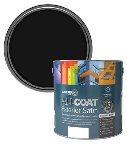 Zinsser AllCoat (Solvent Based) Exterior Satin - 2.5 Litre - Black