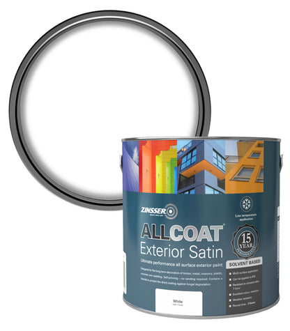 Zinsser AllCoat (Solvent Based) Exterior Satin - 2.5 Litre - White