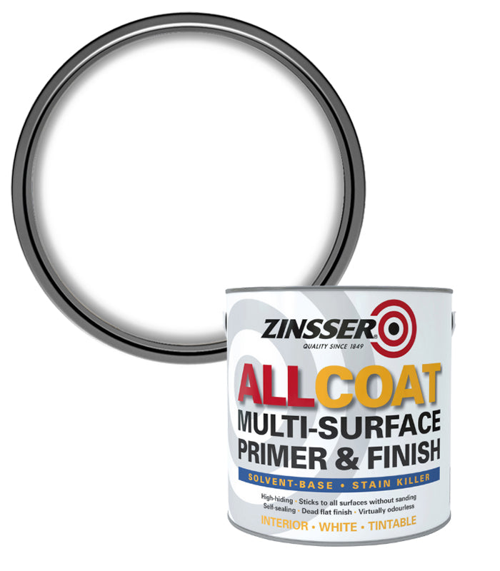 Zinsser AllCoat (Solvent Based) Stain Killer - White - 1 Litre